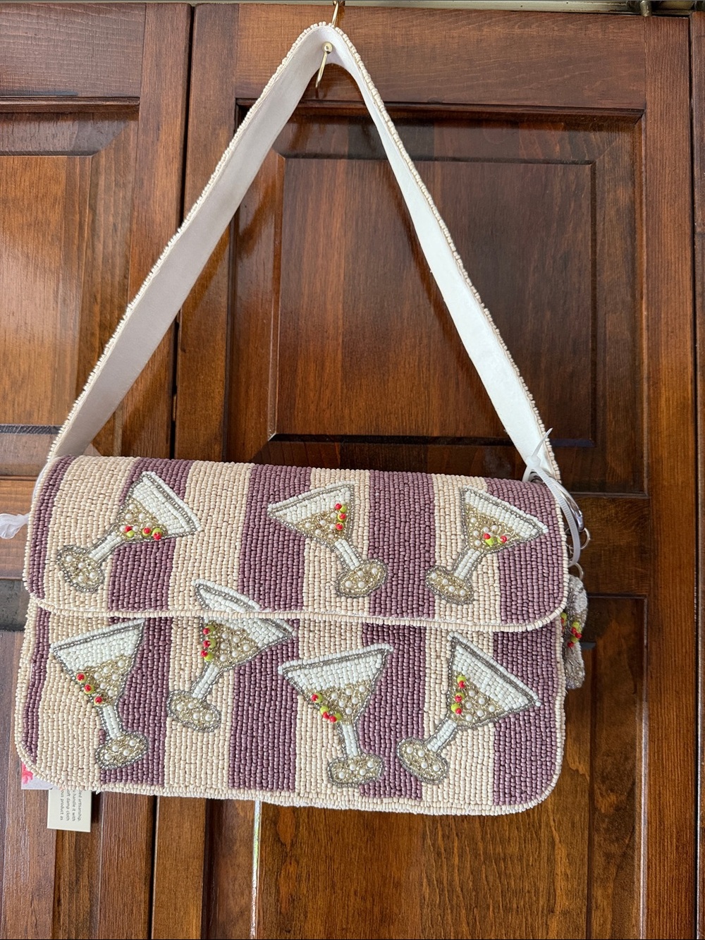 Beaded Martini-Striped Shoulder Bag - TJ Maxx